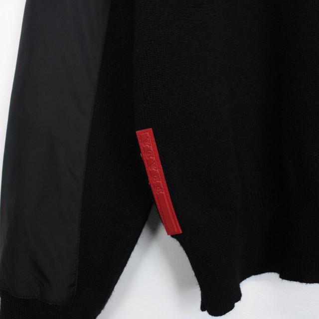 Vintage 00s Prada Sport Black Wool Knit 1/4 Zip Jumper