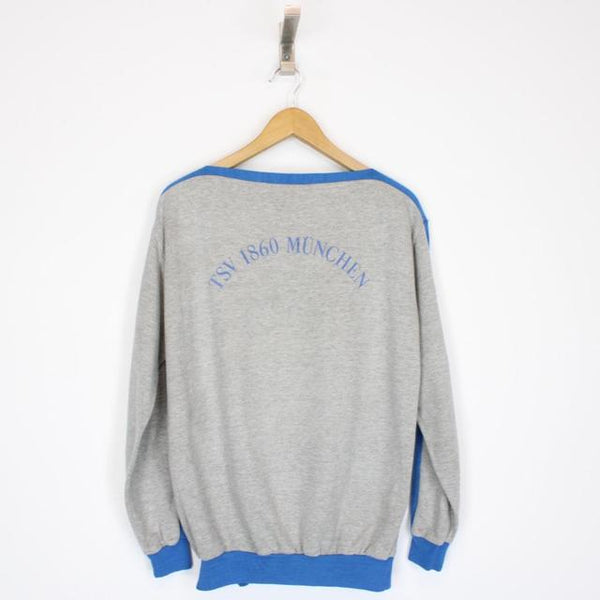 Vintage 80s Puma TSV Munchen Grey and Blue Football Sweatshirt Jumper