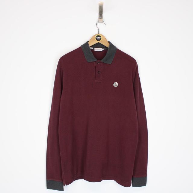 Moncler Maglia Manica Lunga Burgundy Long Sleeve Polo Shirt