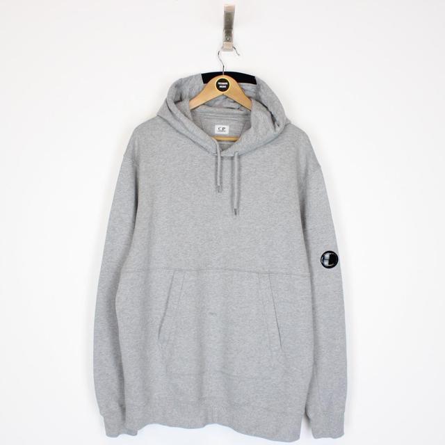 CP Company Grey Diagonal Fleece Cotton Hoodie Jumper