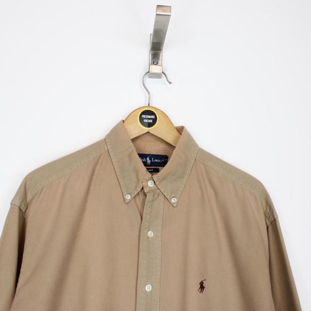 Vintage Polo Ralph Lauren Tan Brown Long Sleeve Cotton Shirt