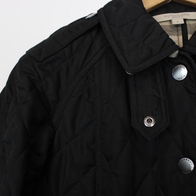 Burberry Brit Black and Tan Brown Nova Check Diamond Quilted Coat