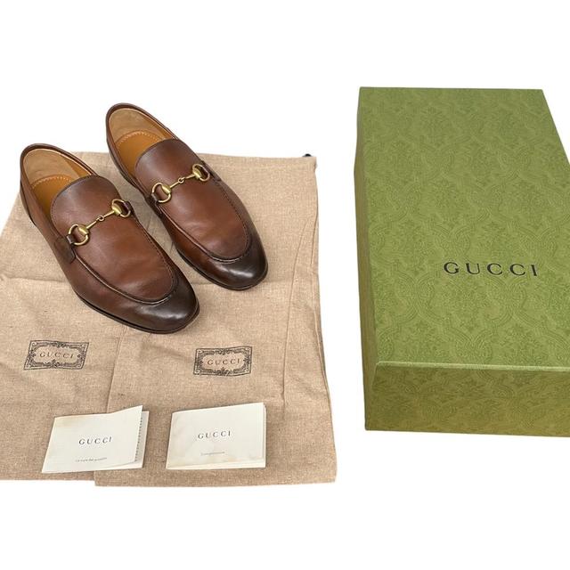 Gucci Jordan Brown Leather Horsebit Loafers