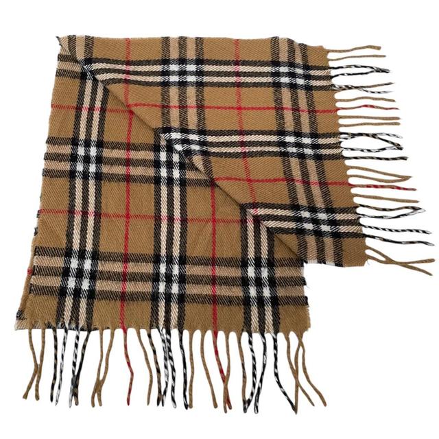 Vintage 90s Burberry Tan Brown Nova Check Lambswool Scarf