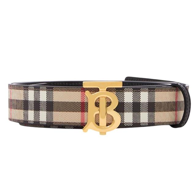 Burberry Beige and Black TB Nova Check Reversible Belt