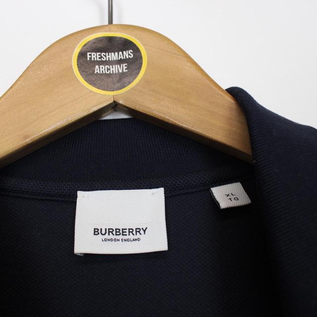 Burberry Eddie Navy Blue and Tan Nova Check Short Sleeve Polo Shirt