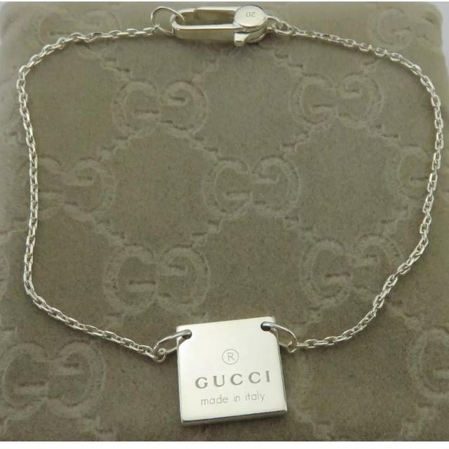 Gucci Square Pendant Sterling Silver Bracelet