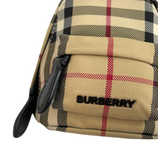 Burberry Tan Brown Nova Check Mini Jett Canvas Backpack Key Charm