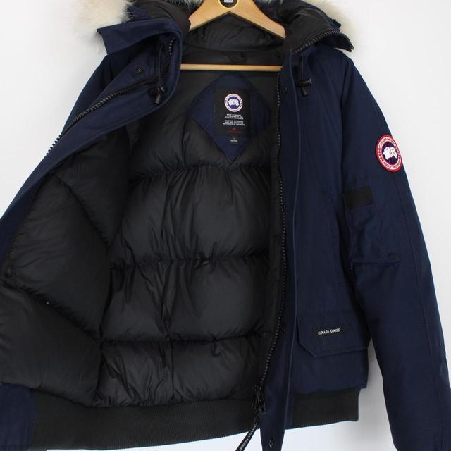 Canada Goose Navy Blue Chilliwack Bomber Down Jacket with Fur Trim