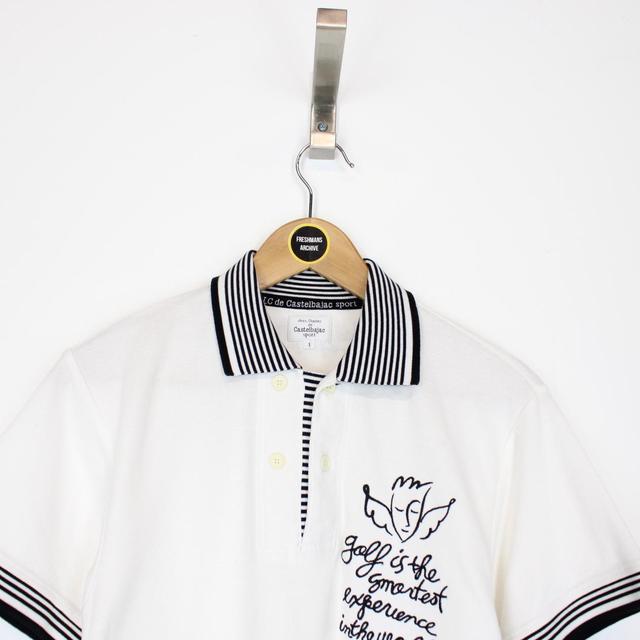 Vintage Jean-Charles de Castelbajac White and Black Short Sleeve Polo Shirt