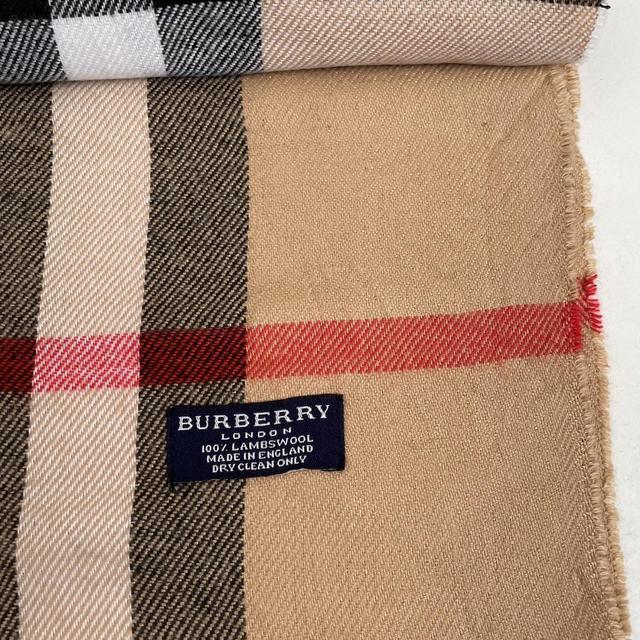 Vintage 90s Burberry Tan Brown Nova Check Lambswool Scarf