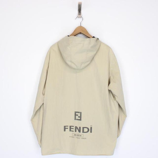 Vintage Fendi Beige and Black Spellout Full Zip Jacket