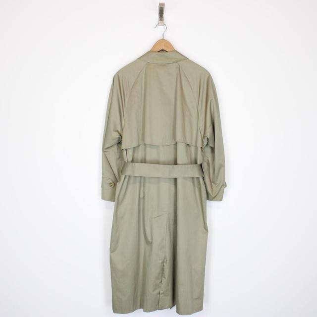 Vintage 90s Burberry Khaki Green Nova Check Single Breasted Belted Trench Coat