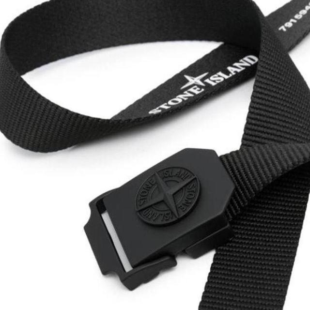 Stone Island Black Compass Logo Buckle Belt