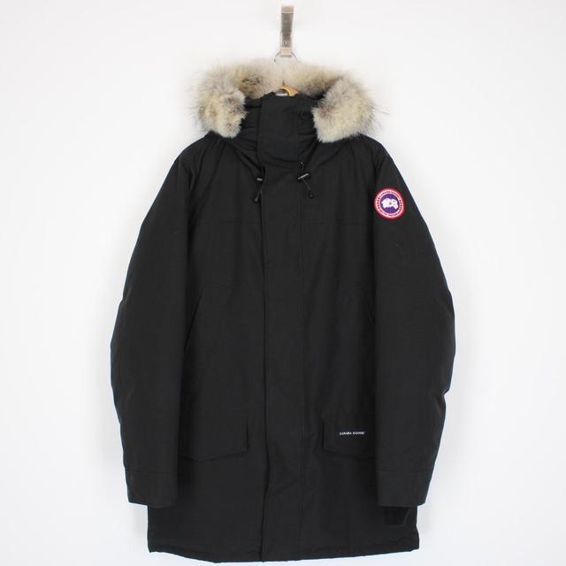 Canada Goose Black Langford Down Parka Coat with Fur Trim