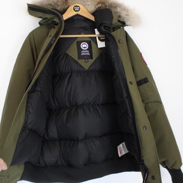 Canada Goose Green Chilliwack Bomber Down Jacket with Fur Trim