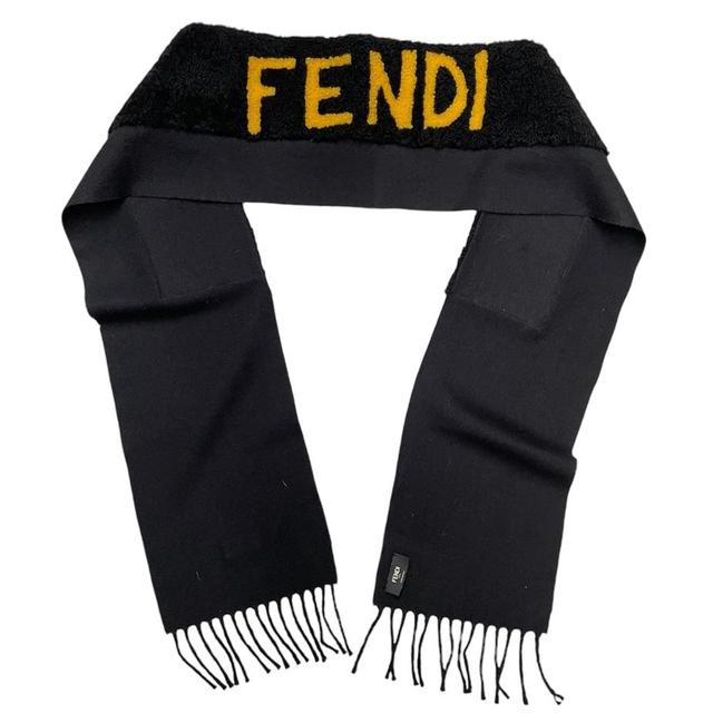 Fendi Black and Yellow Wool Scarf