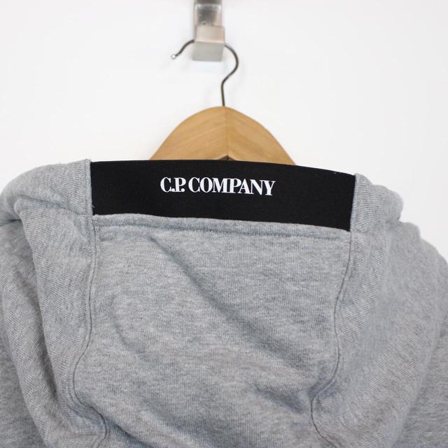 CP Company Grey Diagonal Fleece Cotton Hoodie Jumper