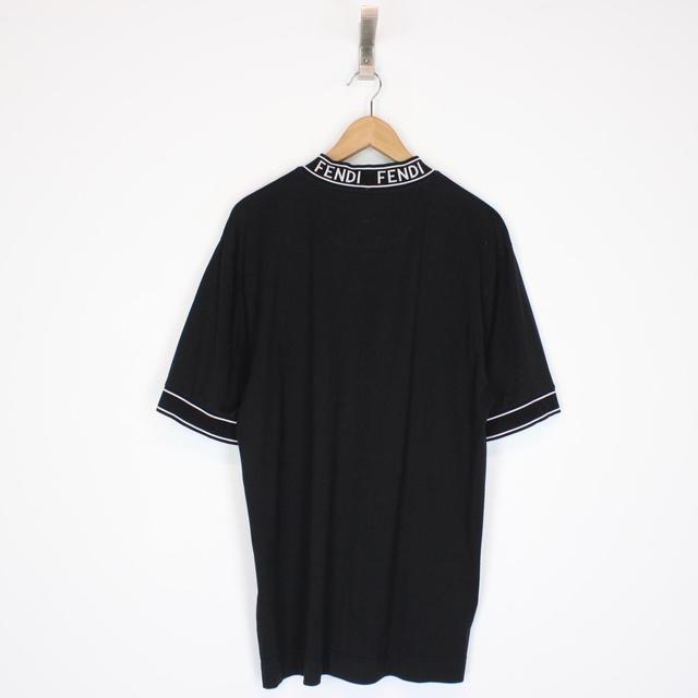 Fendi Black and White Mock Neck Short Sleeve T-Shirt