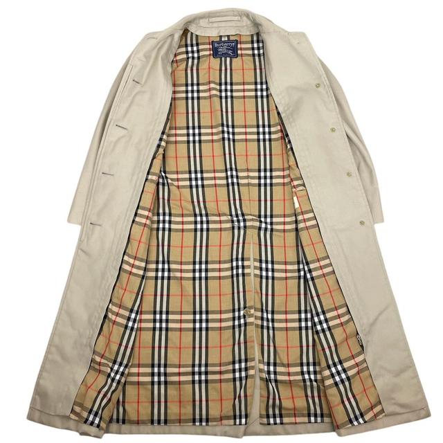 Vintage 90s Burberry Beige Nova Check Single Breasted Trench Coat