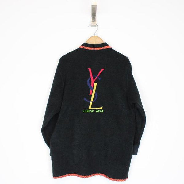 Vintage 90s Yves Saint Laurent Black Full Zip Fleece Jumper