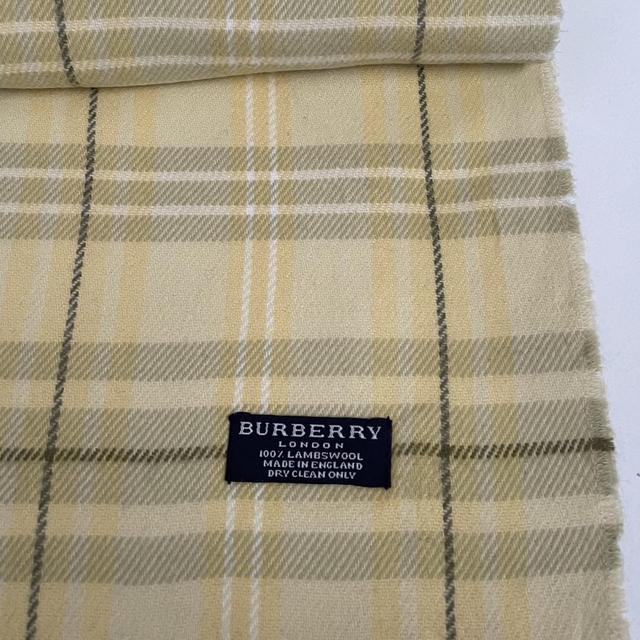 Vintage 90s Burberry Yellow Nova Check Lambswool Scarf