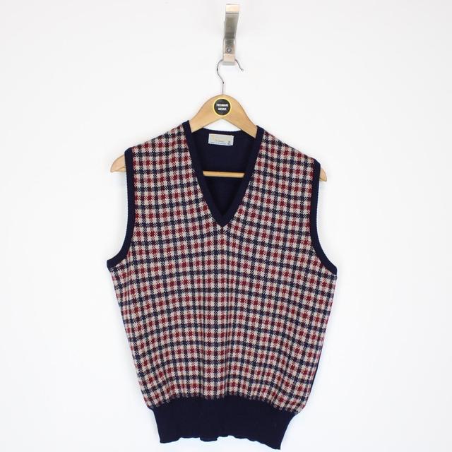 Vintage 90s Aquascutum House Check Wool Knit Sweater Vest