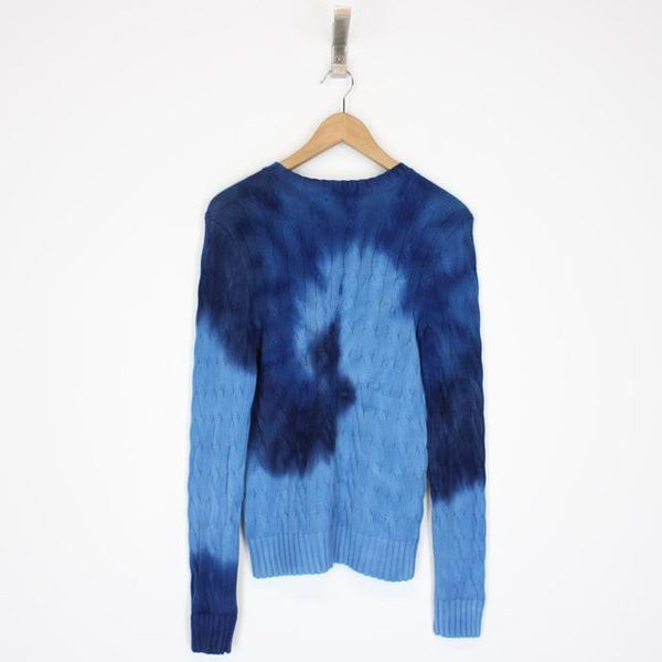 Polo Ralph Lauren Blue Tie Dye Cable Knit Jumper