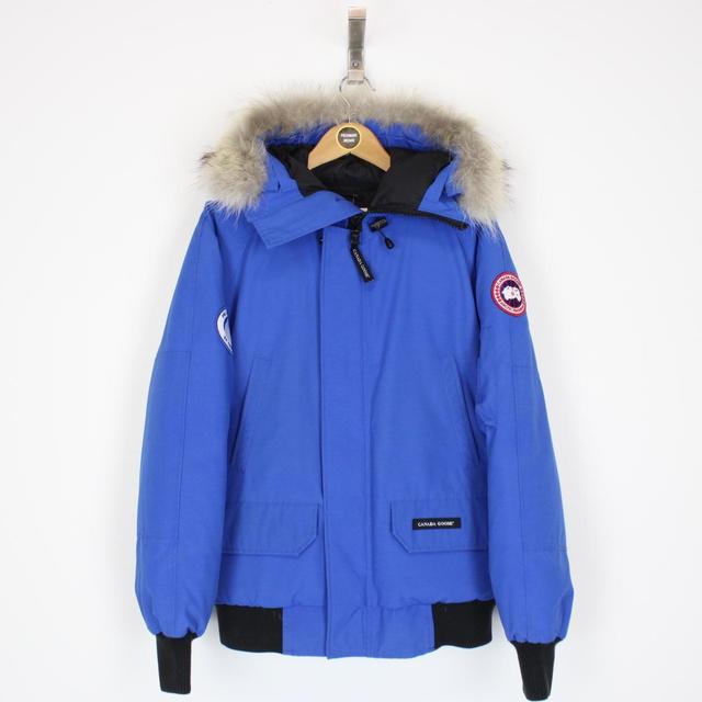 Canada Goose Blue PBI Chilliwack Bomber Down Jacket with Fur Trim