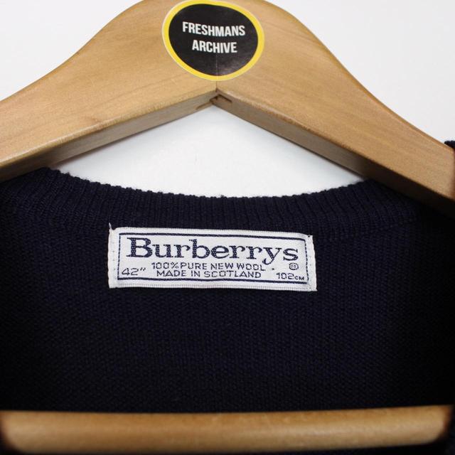 Vintage 90s Burberry Navy Blue Wool Knit Sweater Vest