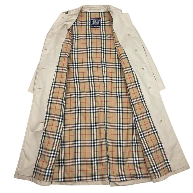 Vintage 90s Burberry Beige Nova Check Double Breasted Trench Coat