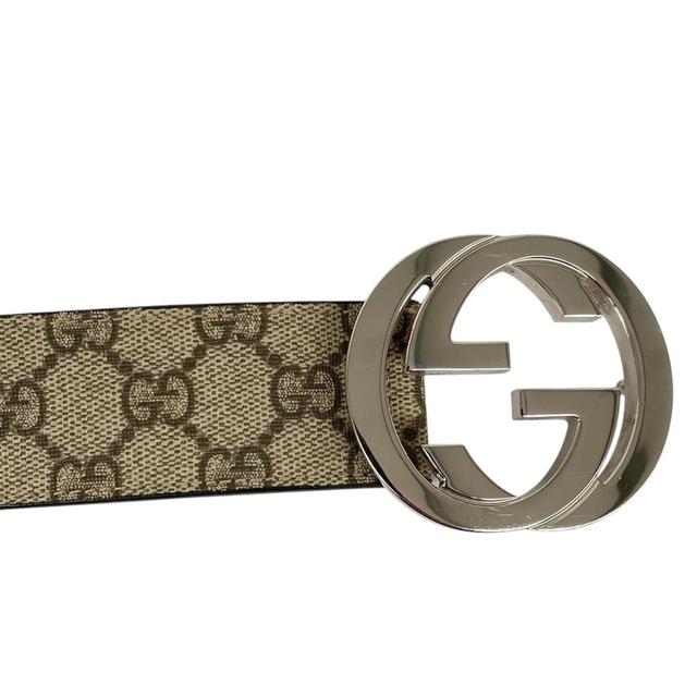 Gucci Beige and Silver Interlocking G Monogram Belt