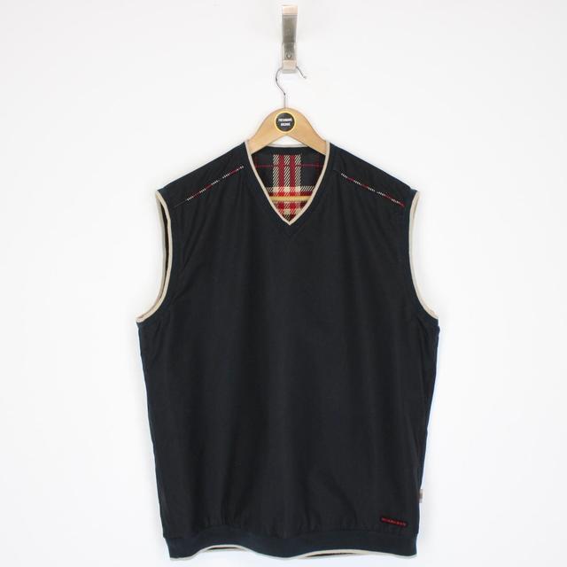 Burberry Golf Black, Red and Cream Nova Check Reversible Vest Jacket