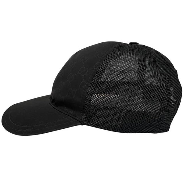 Gucci Black GG Monogram Nylon and Mesh Baseball Cap