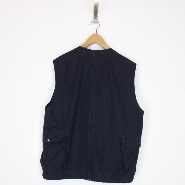 Stone Island AW 2017 Navy Blue Nylon Metal Flock Vest Jacket