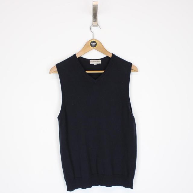 Emporio Armani Navy Blue Cotton Knit Sweater Vest