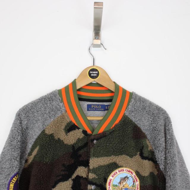 Polo Ralph Lauren Grey and Camo Patchwork Sherpa Fleece Jacket