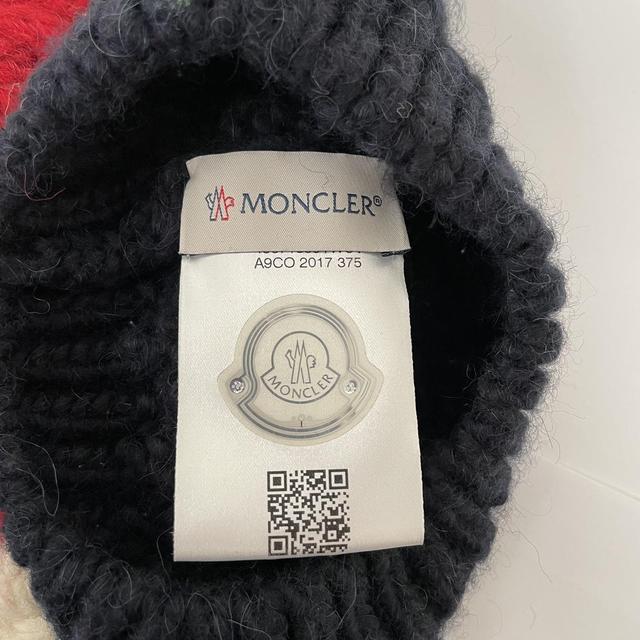 Moncler Tricolour Navy, White and Red Stripe Alpaca Wool Bobble Hat