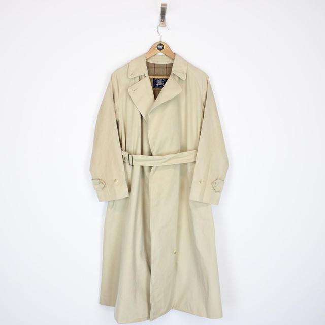 Vintage 90s Burberry Beige and Khaki Green Nova Check Single Breasted Trench