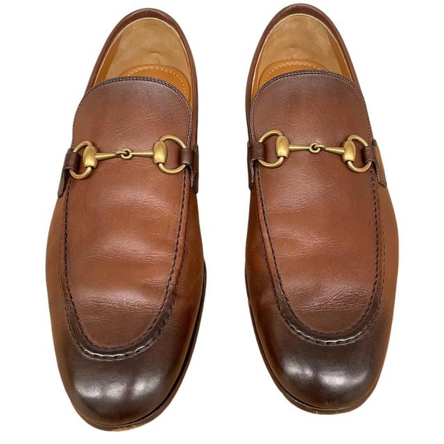 Gucci Jordan Brown Leather Horsebit Loafers