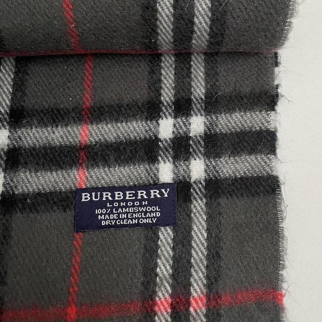 Vintage 90s Burberry Dark Grey Nova Check Lambswool Scarf