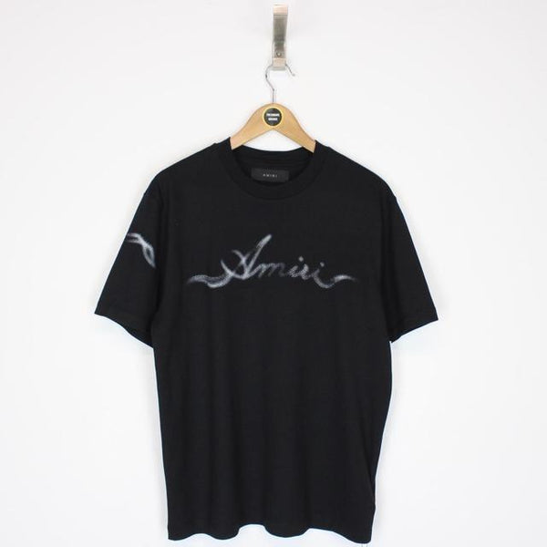 Amiri Smoke Print Black Short Sleeve Cotton T-Shirt