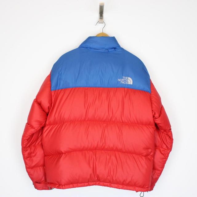 Vintage 90s The North Face Red and Blue 700 Nupste Spellout Down Puffer Jacket