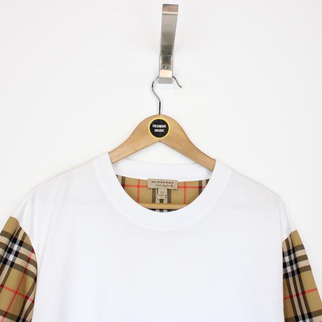 Burberry London White and Tan Brown Carrick Nova Check Short Sleeve T-Shirt