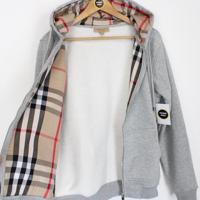 Burberry London Grey Full Zip Cotton Hoodie Jumper