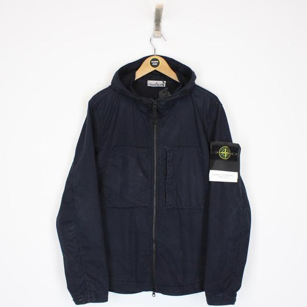 Stone Island SS 2023 Navy Blue Supima Cotton Twill Stretch-TC Jacket