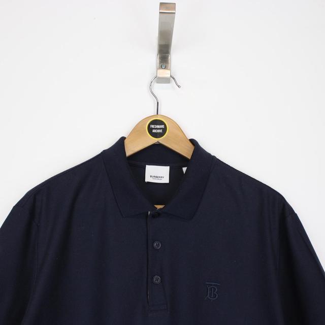 Burberry Eddie Navy Blue and Tan Nova Check Short Sleeve Polo Shirt