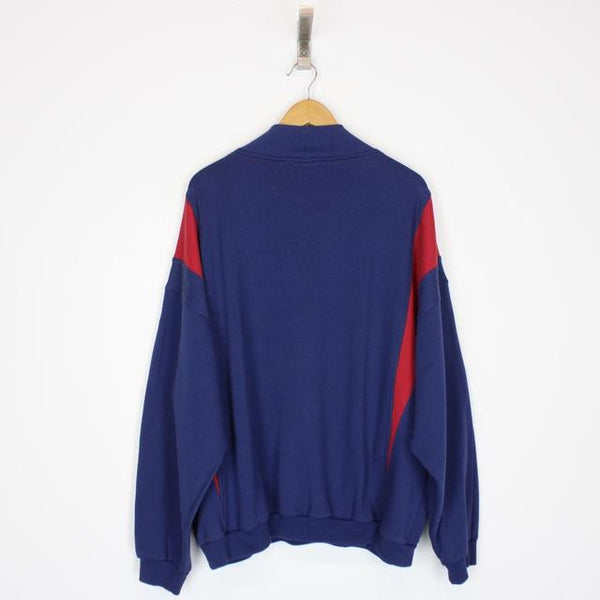 Vintage 80s Puma Navy Blue and Red Sweatshirt Jumper