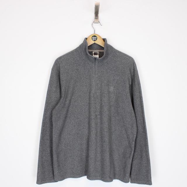 The North Face Grey 1/4 Zip Spellout Fleece Jumper