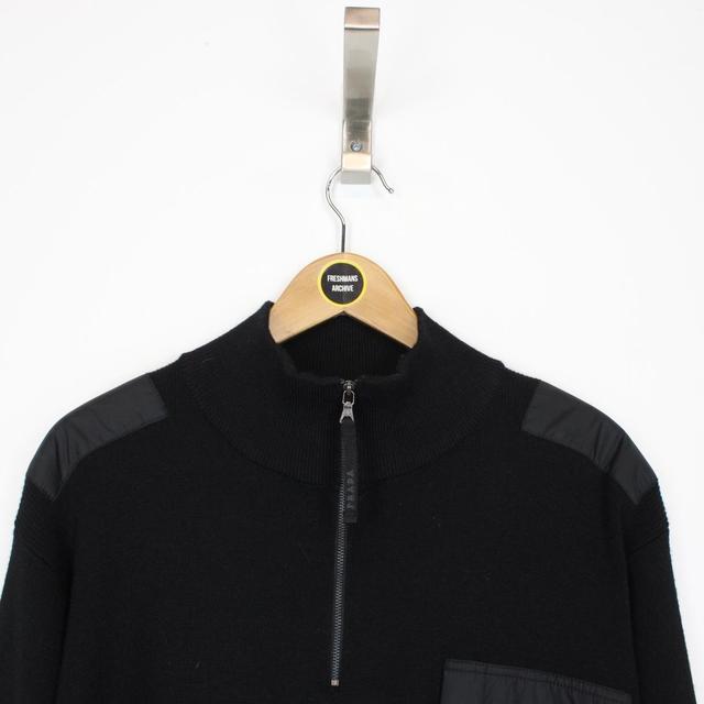 Vintage 00s Prada Sport Black Wool Knit 1/4 Zip Jumper